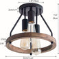 Industrial Wood Ring 3-Light Ceiling Light