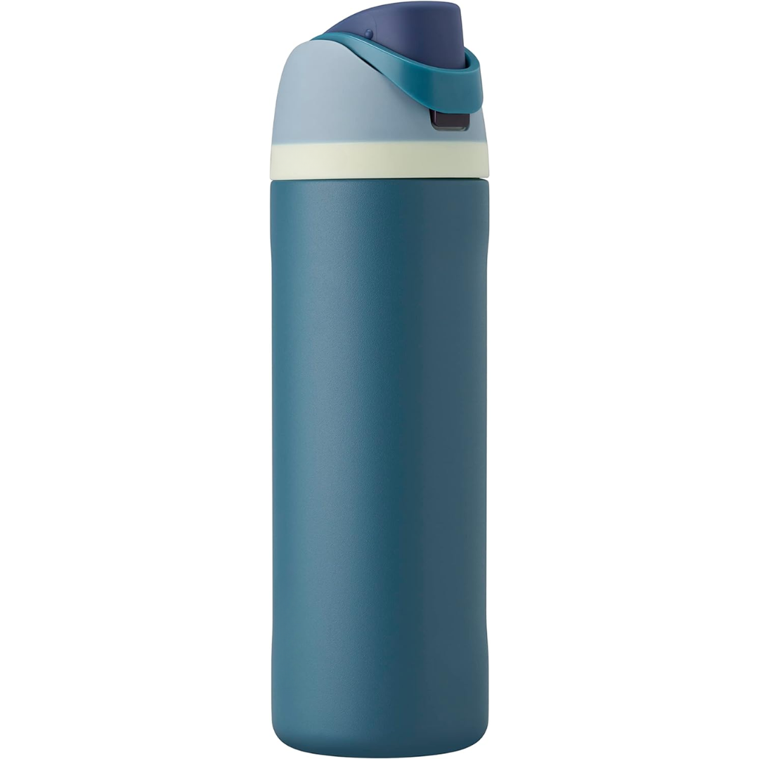 Insulated Stainless Steel Water Bottle with Straw in Green-Blue