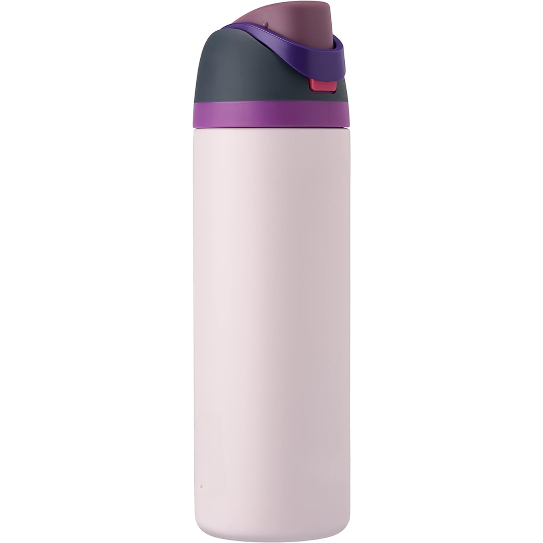 Insulated Stainless Steel Water Bottle with Straw in Light Pink