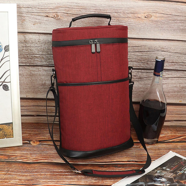 Insulated Two-Bottle Wine Carrier Bag