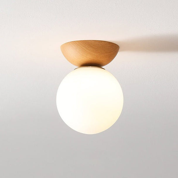 Japanese Wood and Frosted Glass LED Light