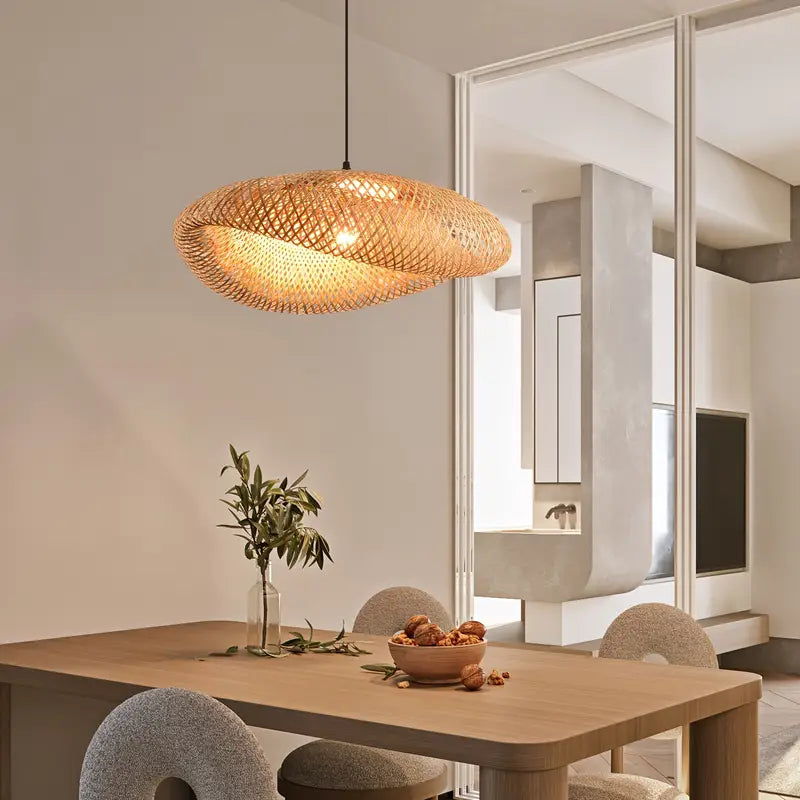 Handwoven Bamboo Boho Pendant Lampshade