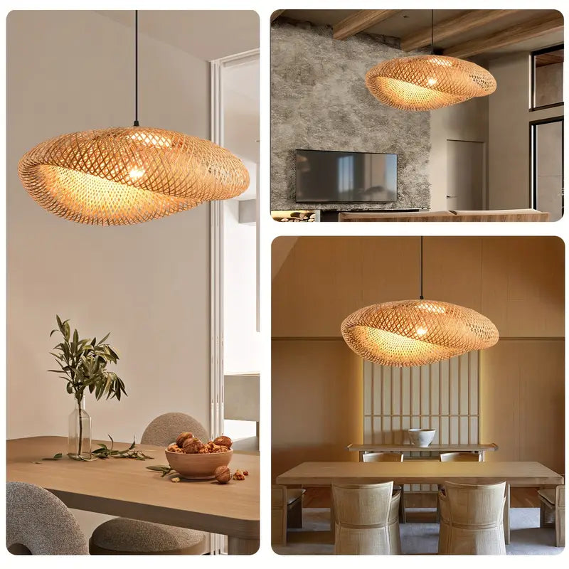 Handwoven Bamboo Boho Pendant Lampshade