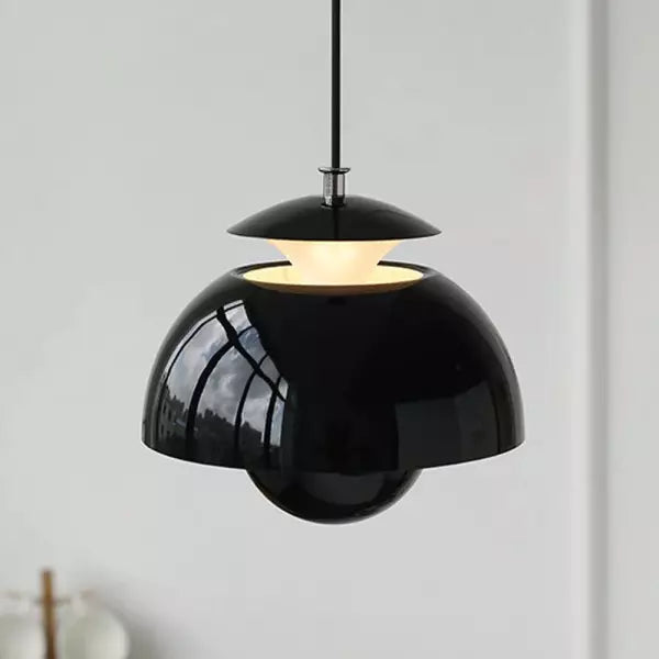 Layered Dome Pendant Light – Black