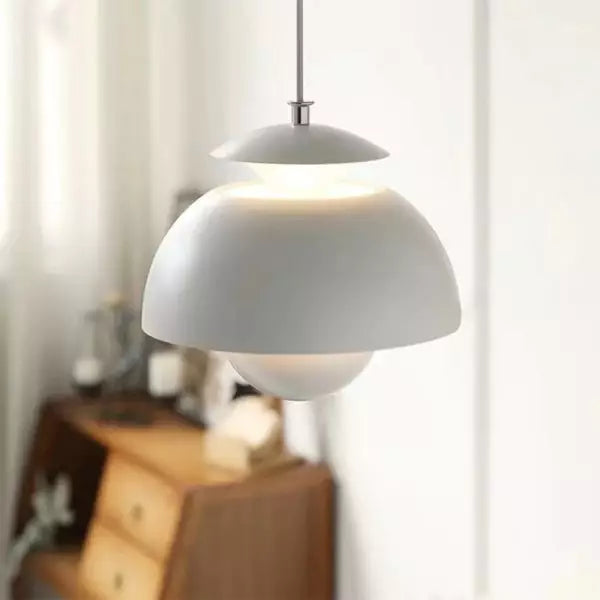 Layered Dome Pendant Light – White