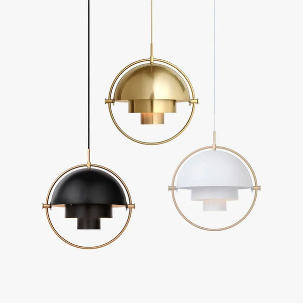 Layered Dome Pendant Light with Gold Ring