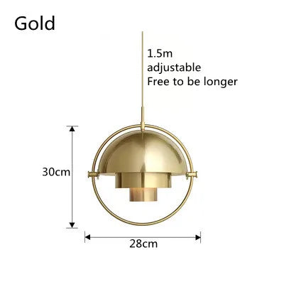 Layered Dome Pendant Light with Gold Ring – Gold