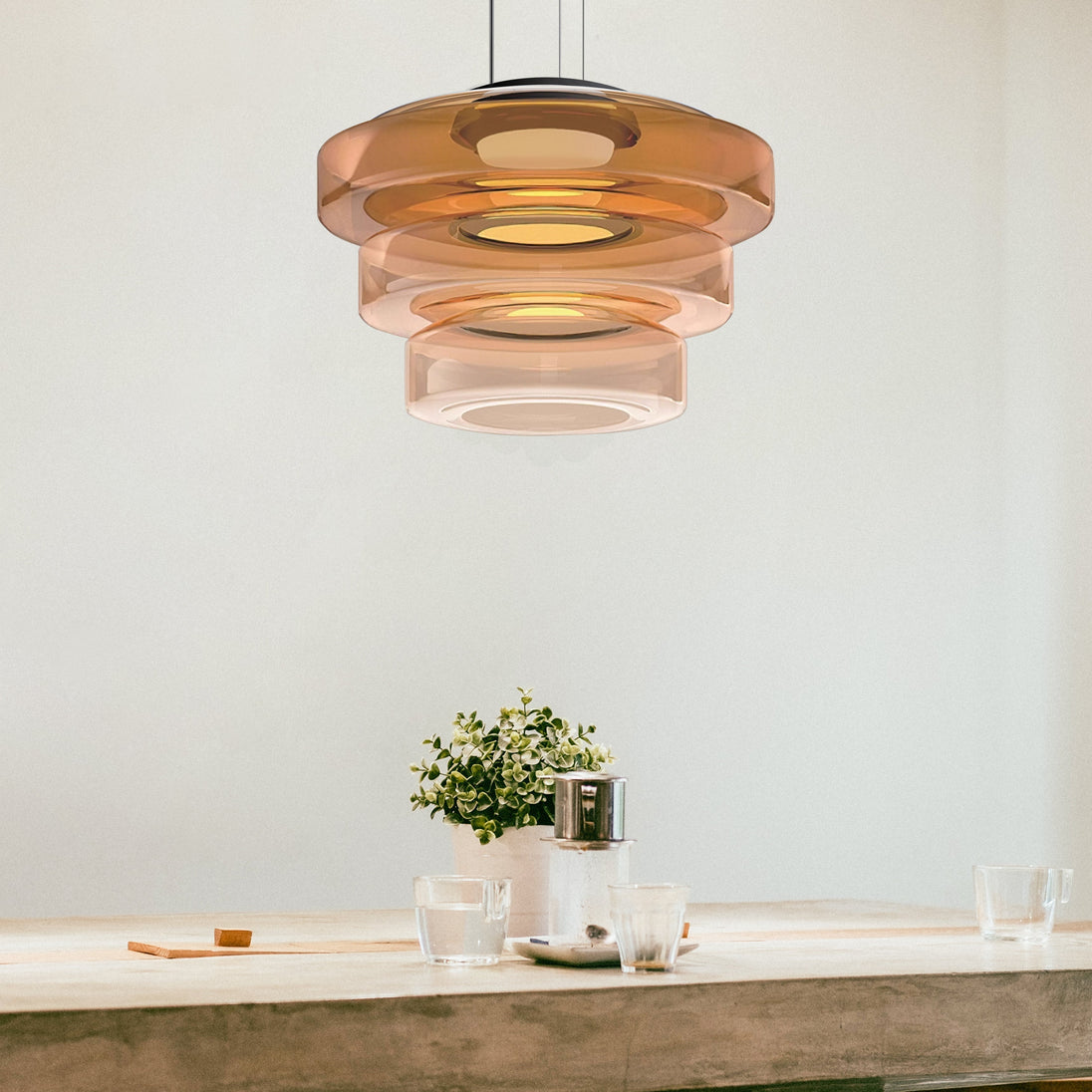 Layered Glass Bauhaus Pendant Light
