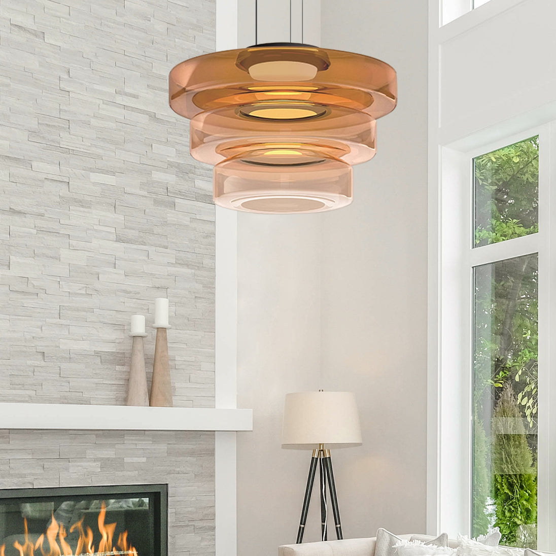 Layered Glass Bauhaus Pendant Light