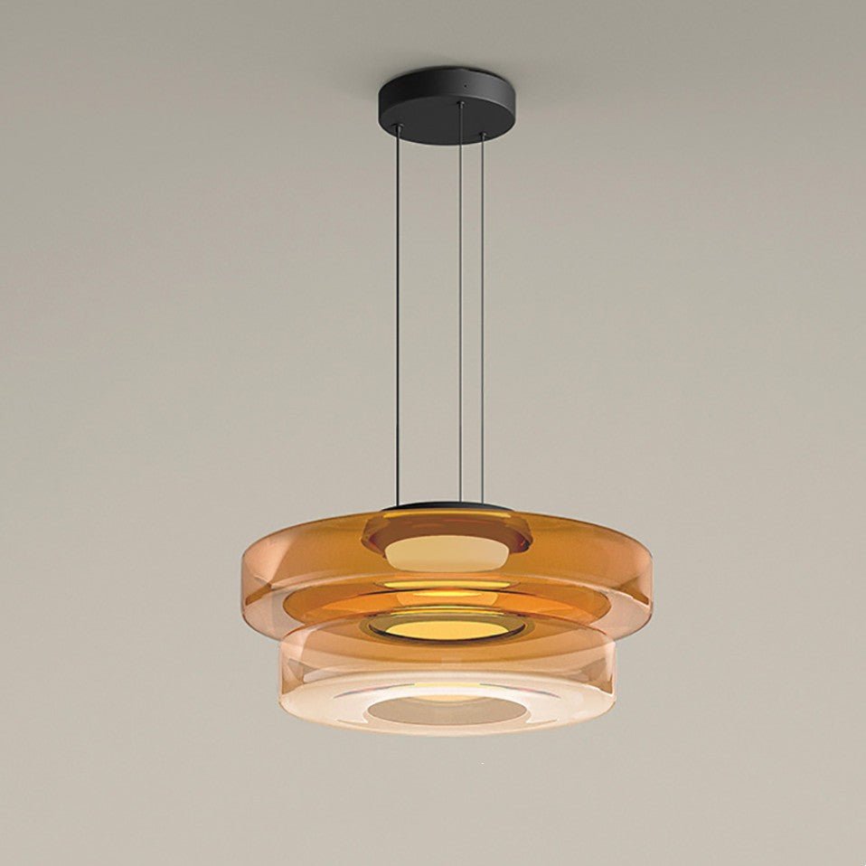 Layered Glass Bauhaus Pendant Light – Amber