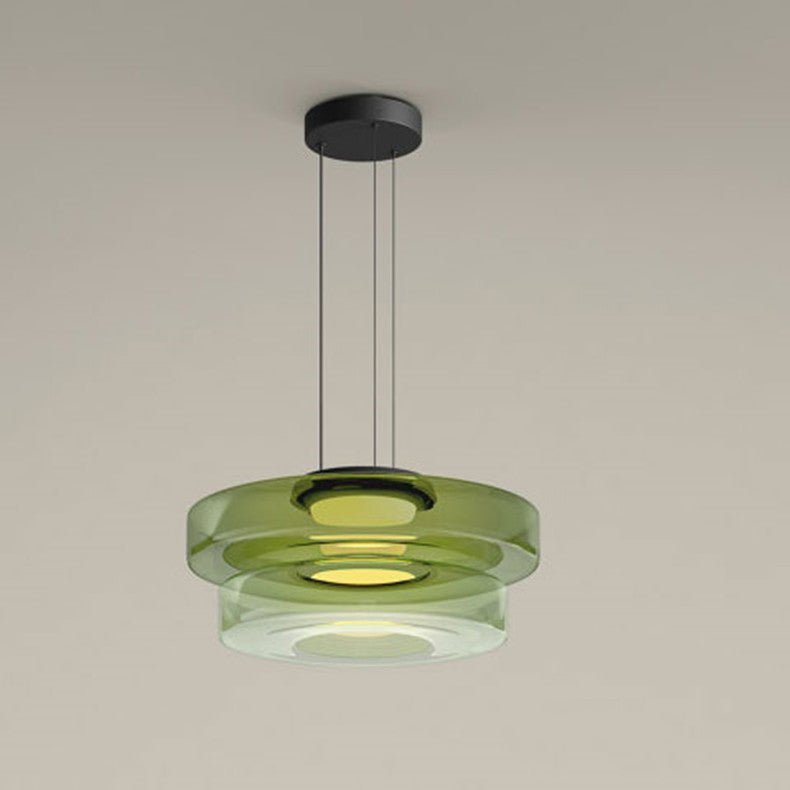 Layered Glass Bauhaus Pendant Light – Green