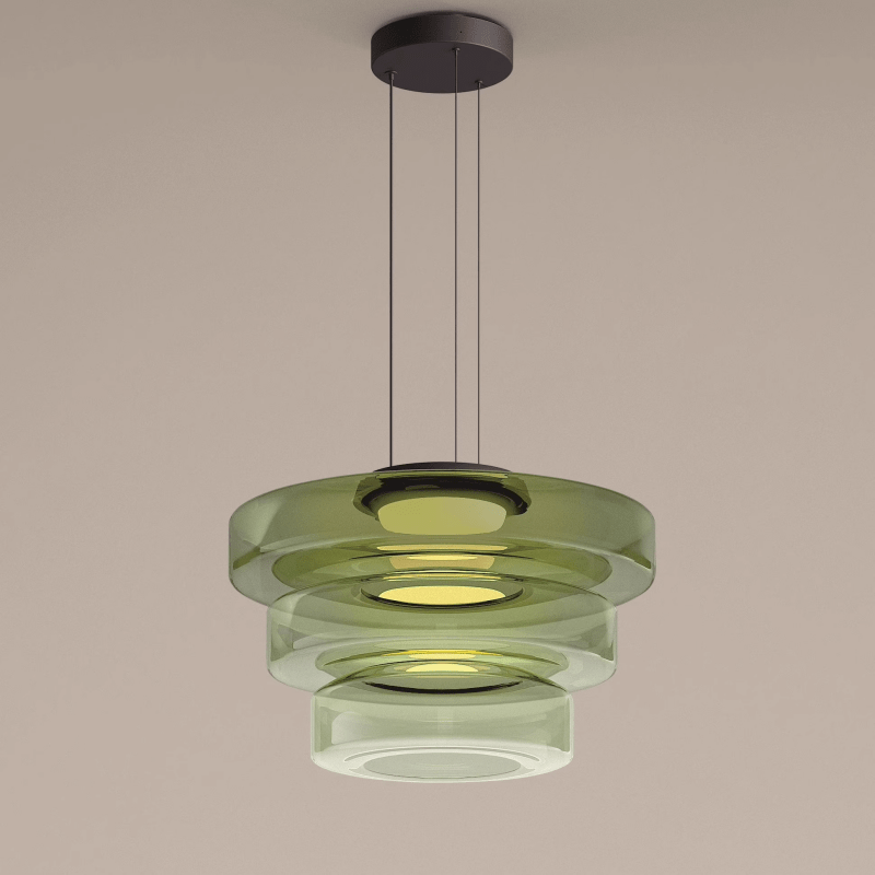 Layered Glass Bauhaus Pendant Light – Green