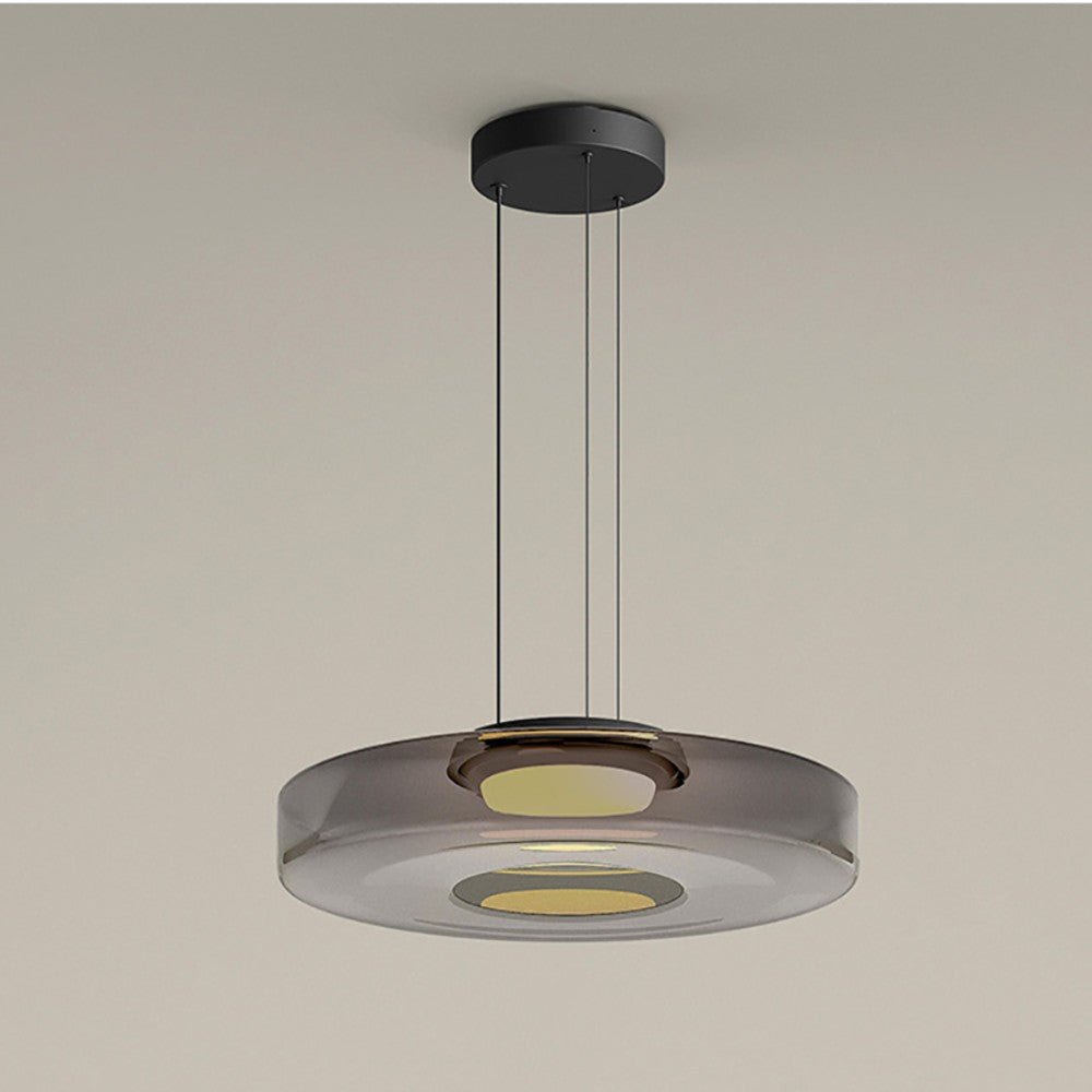 Layered Glass Bauhaus Pendant Light – Smoke Grey