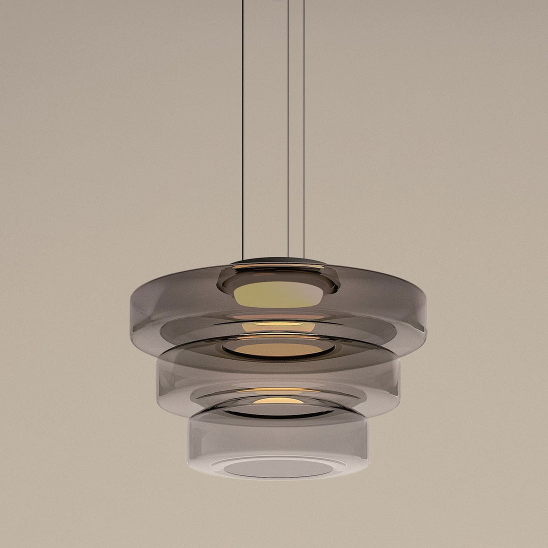 Layered Glass Bauhaus Pendant Light – Smoke Grey