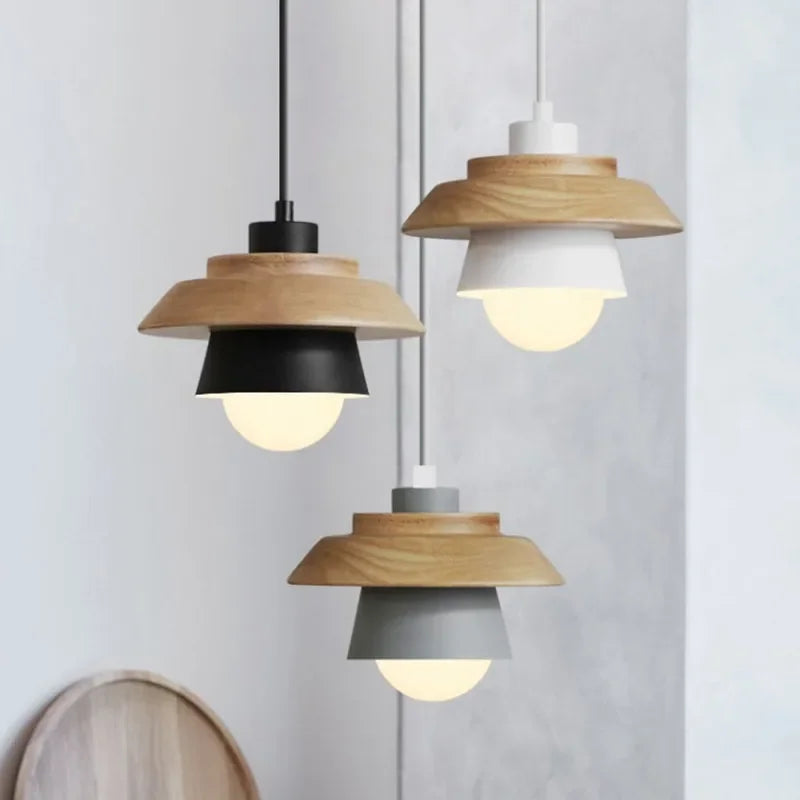 Layered Nordic Wood and Metal Pendant Light