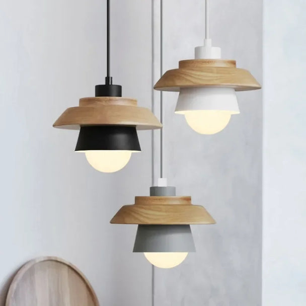 Layered Nordic Wood and Metal Pendant Light