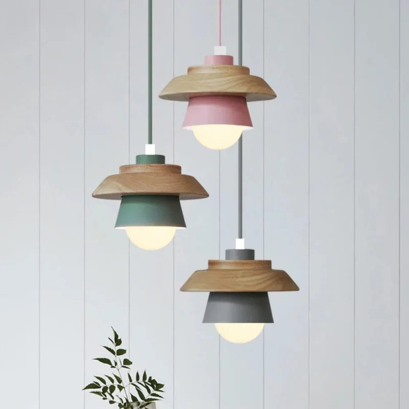 Layered Nordic Wood and Metal Pendant Light