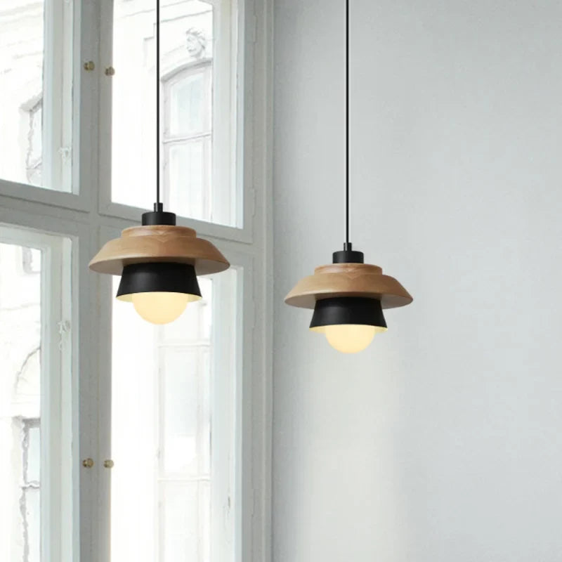 Layered Nordic Wood and Metal Pendant Light