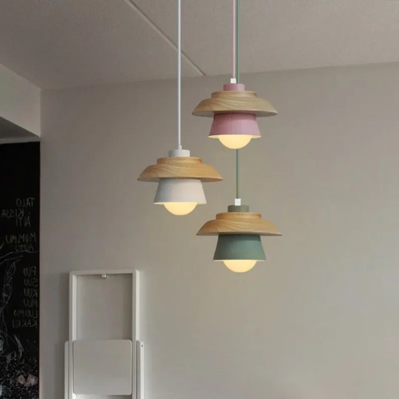 Layered Nordic Wood and Metal Pendant Light