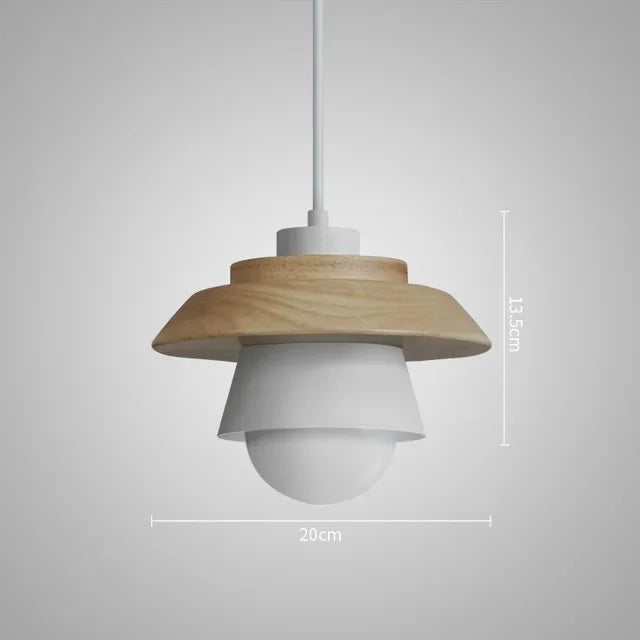 Layered Nordic Wood and Metal Pendant Light – White