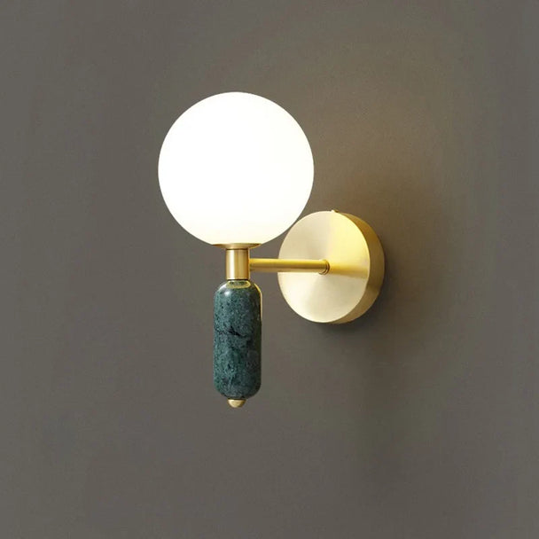 Marble and Frosted Glass Wall Sconce