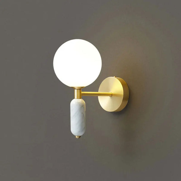 Marble and Frosted Glass Wall Sconce
