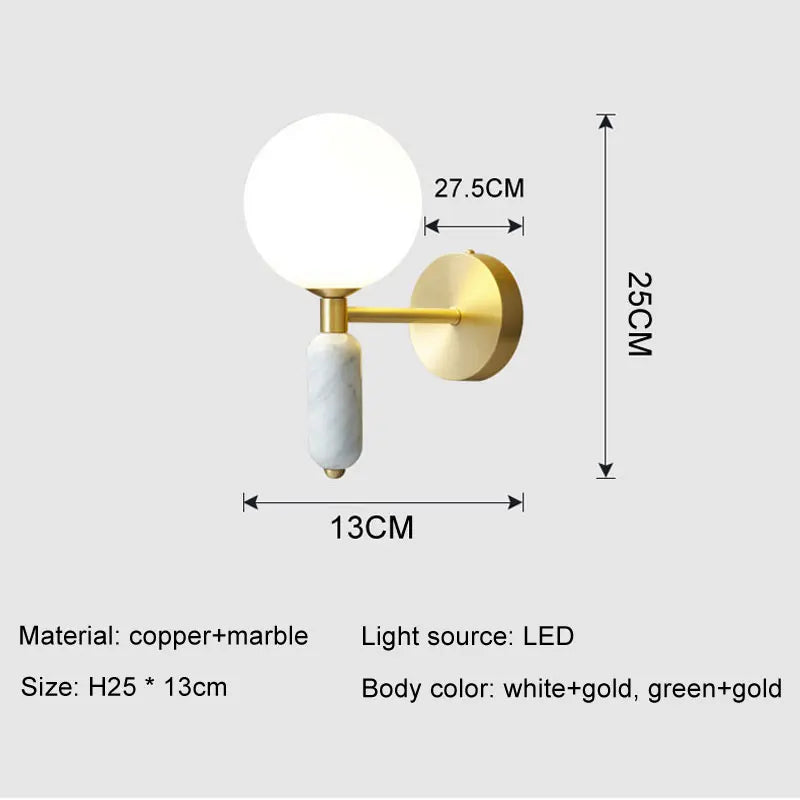 Marble and Frosted Glass Wall Sconce