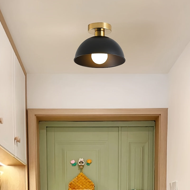 Matte Metal Semi-Flush Ceiling Light – Black