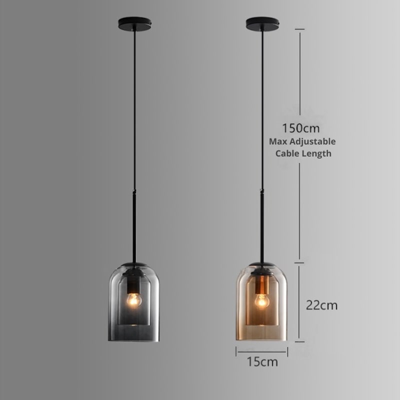 Mid-Century Double Glass Pendant Light – lifestyle photo