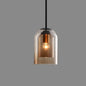 Mid-Century Double Glass Pendant Light in Amber