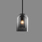 Mid-Century Double Glass Pendant Light in Smoke Grey