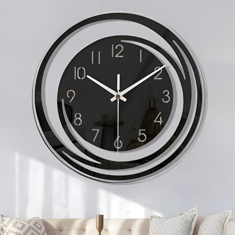 Black Acrylic Wall Clock – detail view