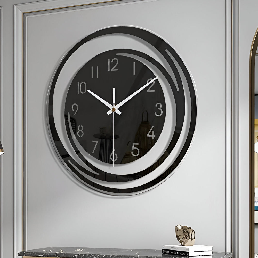 Black Acrylic Wall Clock – close-up