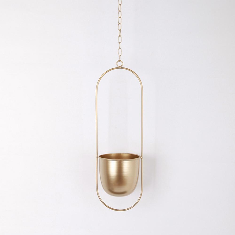 Hanging Plant Frame with Pot in Gold – product photo