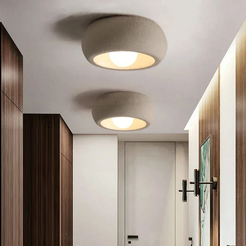 Round Flush Ceiling Light in Brown