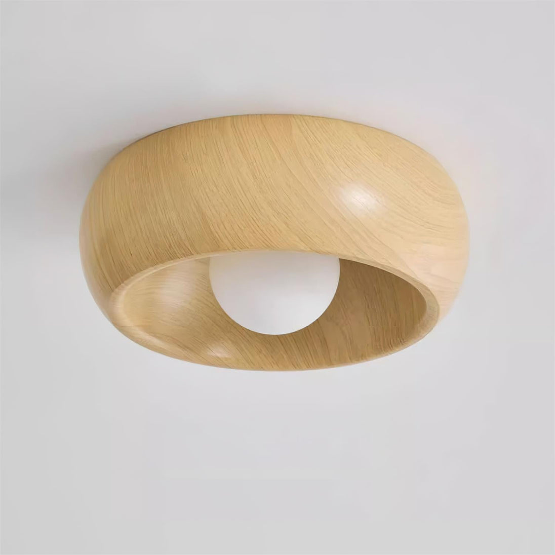 Round Wooden LED Ceiling Light – alternative angle