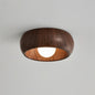 Round Wooden LED Ceiling Light in Walnut