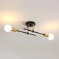Iron 2-Light Ceiling Lamp – in a room setting
