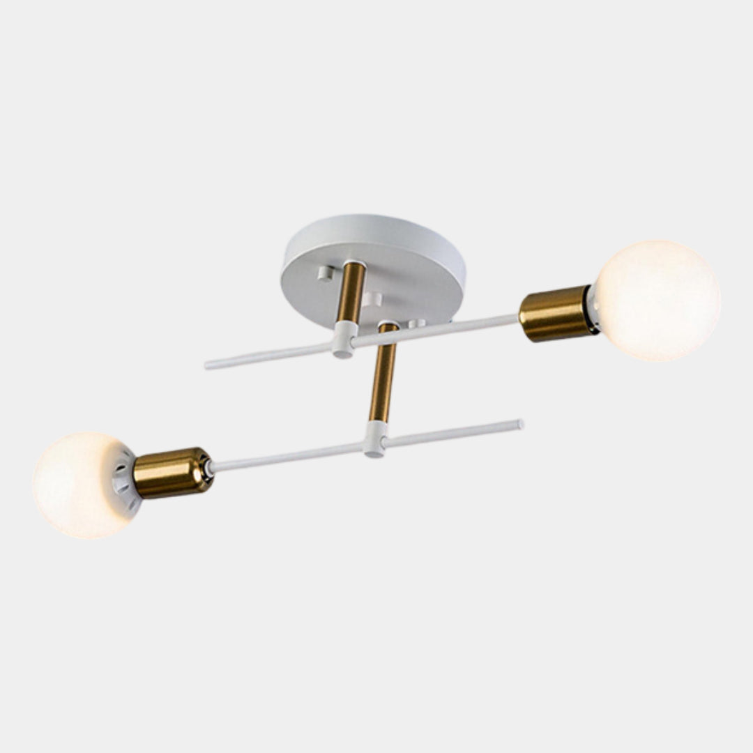 Iron 2-Light Ceiling Lamp in White Gold