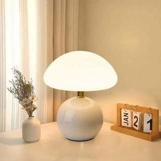 Mushroom-Shaped Table Lamp with Ceramic Base