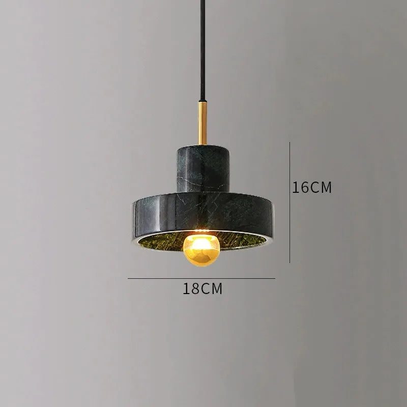 Natural Marble Pendant Lamp – Dark Green