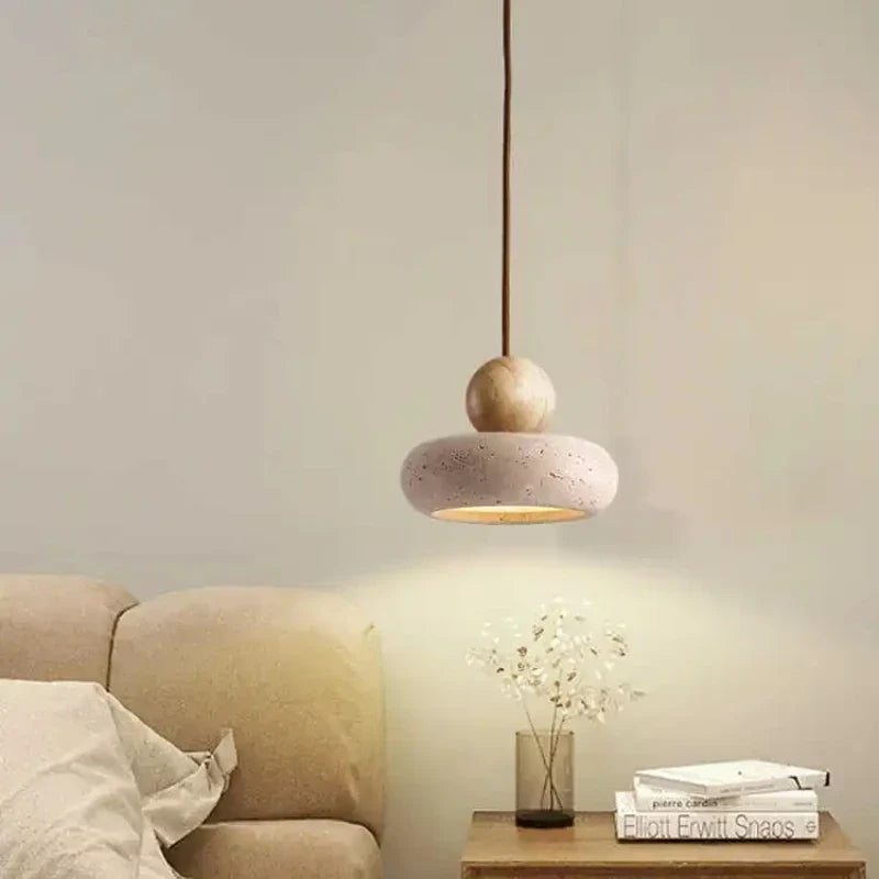 Natural Stone and Wood Mini Pendant Light