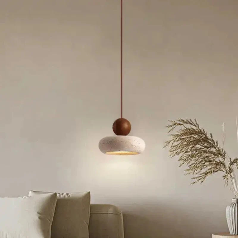Natural Stone and Wood Mini Pendant Light