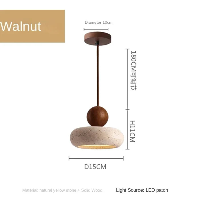 Natural Stone and Wood Mini Pendant Light – Walnut