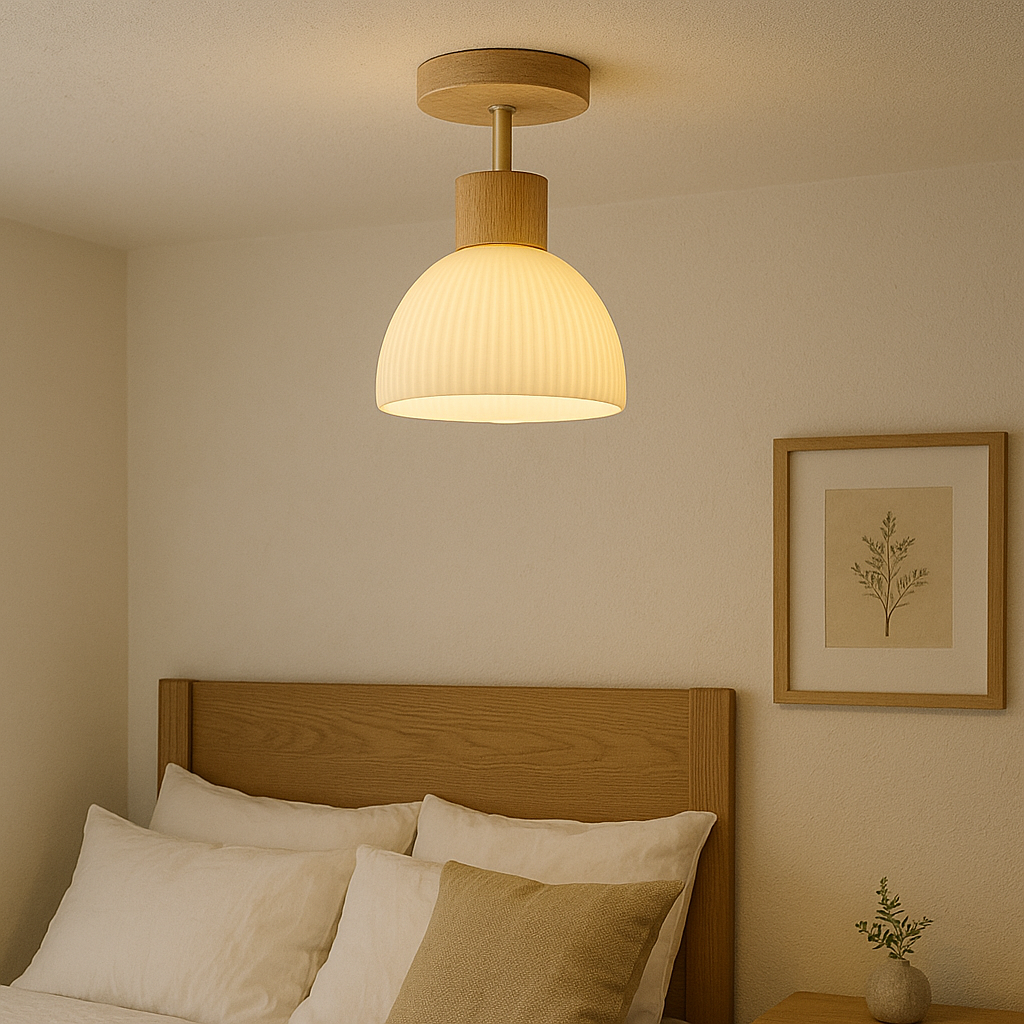 Wood and Glass Ceiling Light