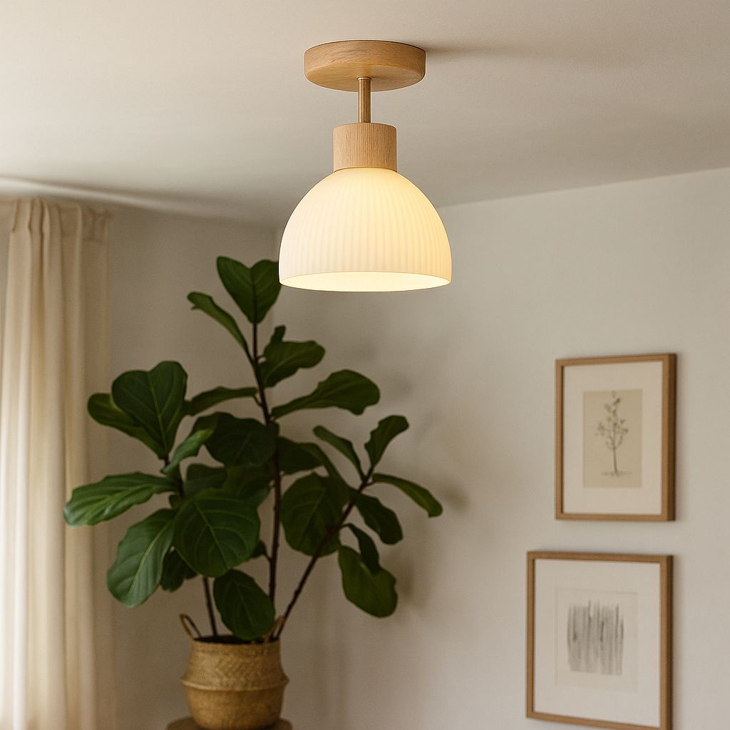 Wood and Glass Ceiling Light – product photo