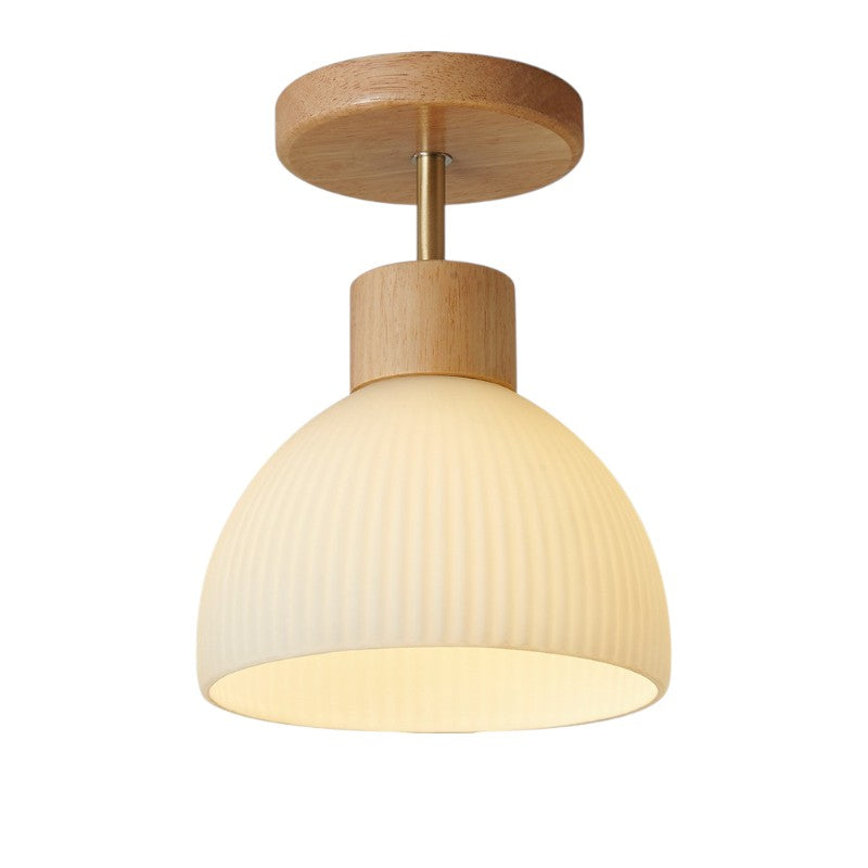 Wood and Glass Ceiling Light – in a room setting