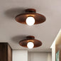 Wooden Semi-Flush Ceiling Light in Dark Wood