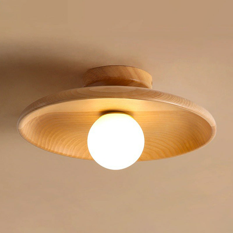 Wooden Semi-Flush Ceiling Light in Light Wood