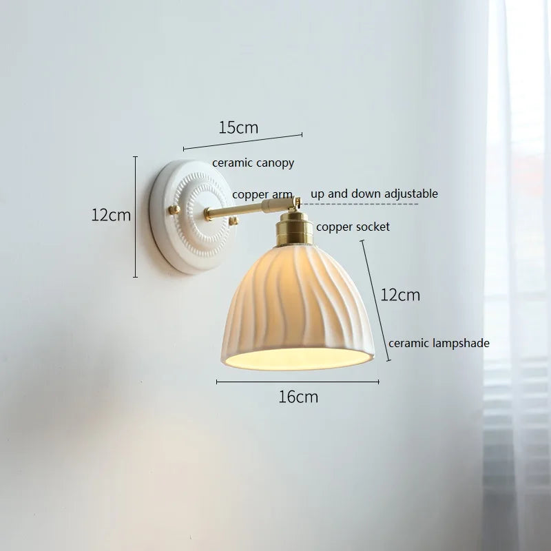 Cream Ceramic Wall Lamp – alternative angle